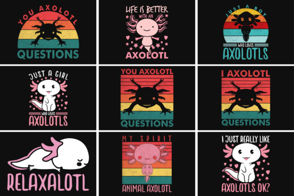 Axolotls SVG T-shirt Design Bundle