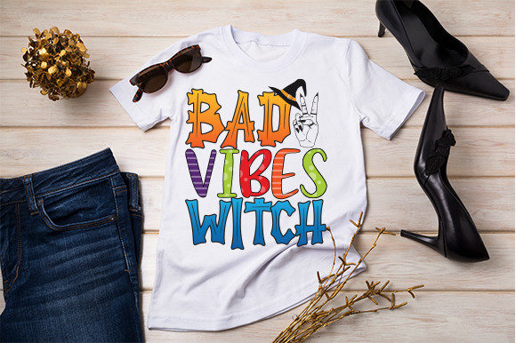 Bad Vibes Witch T Shirt Design: Graphics for Halloween Crafts