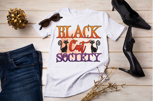 Black Cat Society T Shirt Design: Graphics for Crafts and Commercial Use