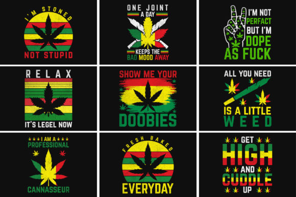 Cannabis Weed Marijuana T-Shirt Bundle Graphics and Crafts