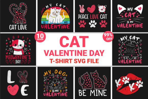 Cat Paw Valentine SVG T-Shirt Bundle: Graphics & Crafts for Creative Publishing