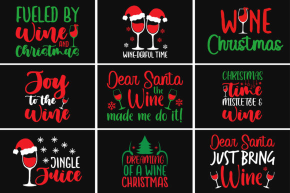 Christmas Wine SVG T-shirt Design Bundle
