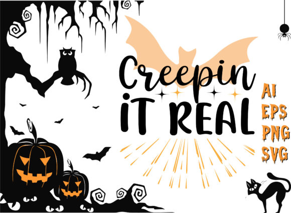 Creepin It Real Halloween T-Shirt Design: Graphics & Crafts