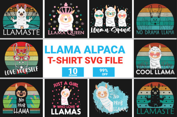 Llama Alpaca T-Shirt SVG Bundle Design