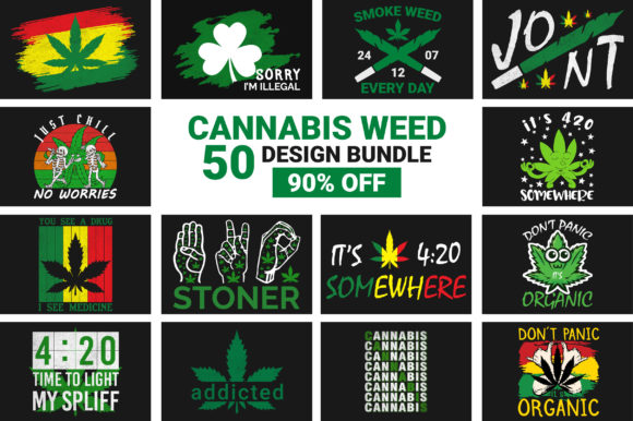Mega Cannabis Weed T-Shirt SVG Bundle: Graphics and Crafts