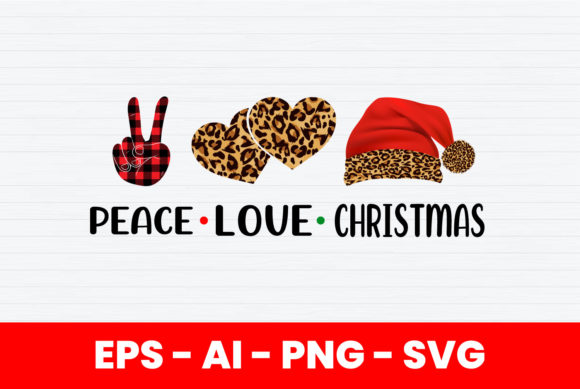 Peace Love Christmas T-Shirt Design Graphics for Crafts