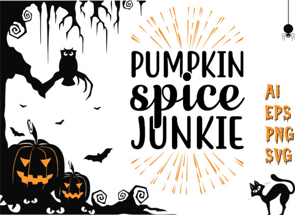 PUMPKIN SPICE JUNKIE Halloween T-Shirt: Graphics & Crafts for Seasonal Design