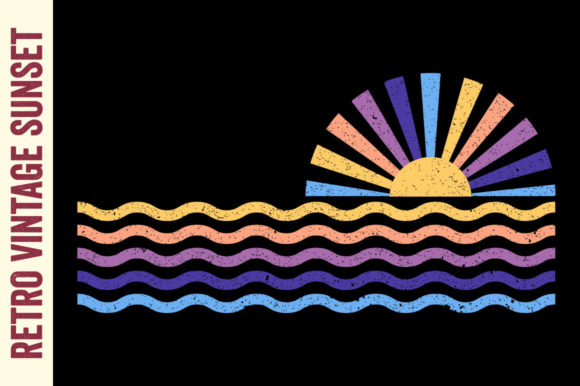 Retro Vintage Sunset Beach T-Shirt Graphics and Crafts