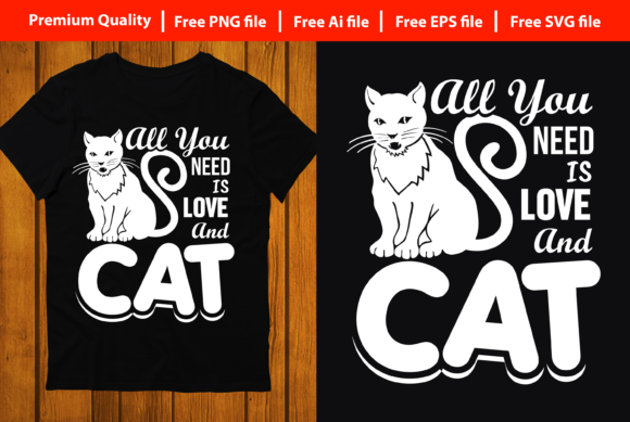 Stylish Cat T-shirt Design for Print: Graphics and Crafts